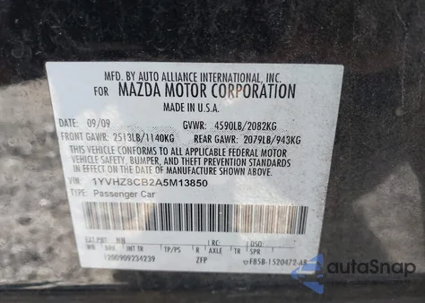2010 Mazda Mazda6 S Grand Touring from USA, damaged, VIN 1YVHZ8CB2A5M13850